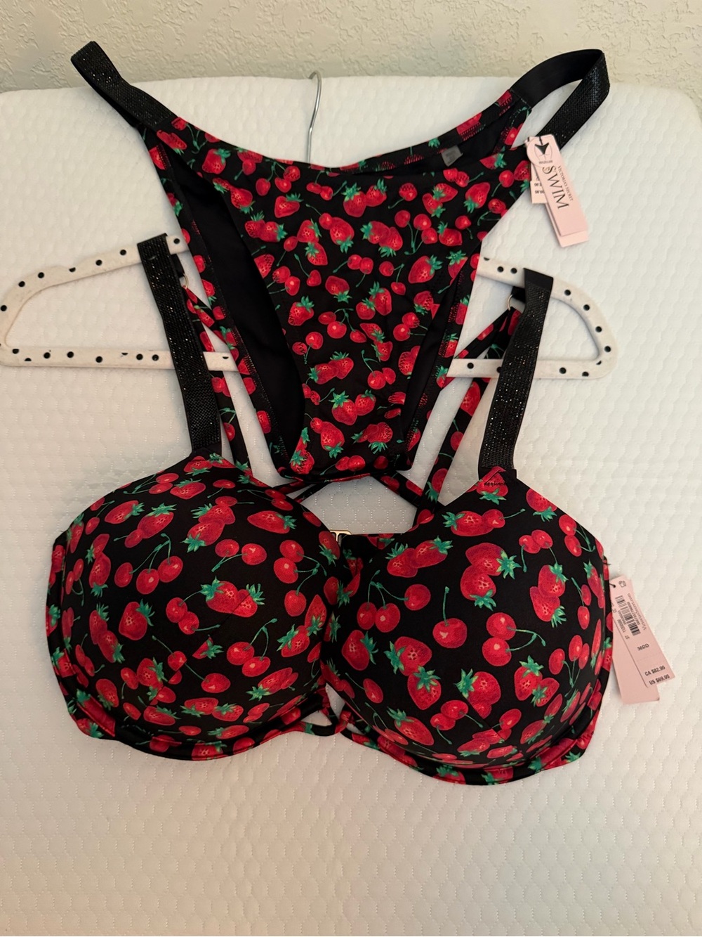 Bikini Victoria's Secret Black Cherry-Print Push-Up Bikini Set